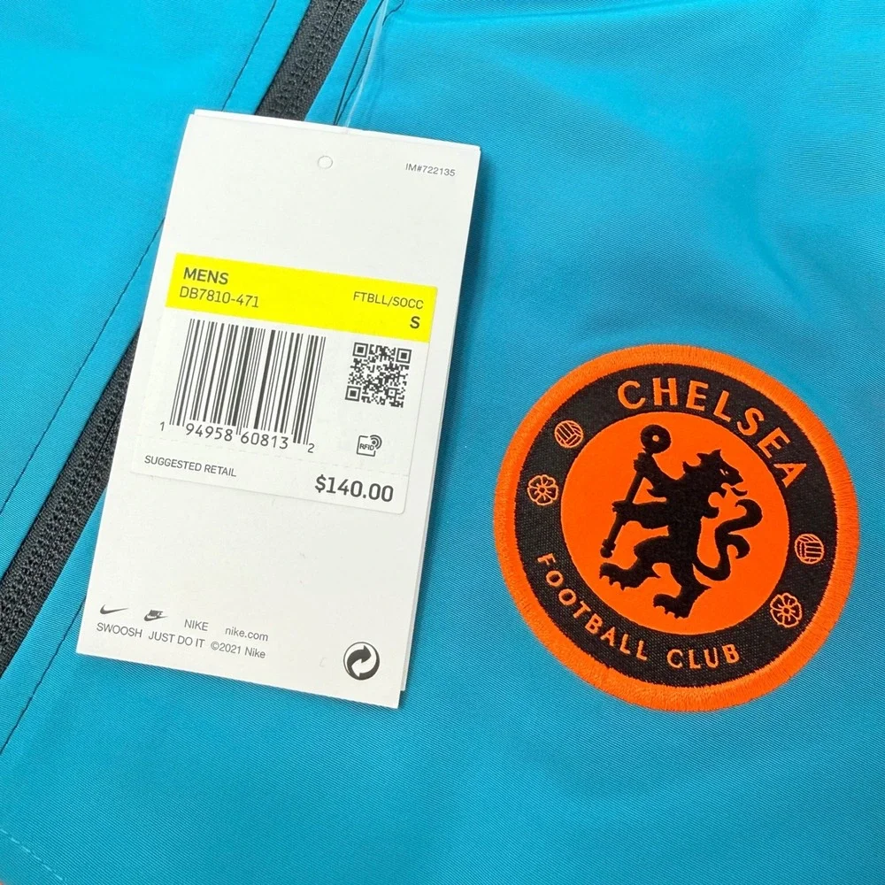 Nike Chelsea FC Dri-FIT Soccer Track Jacket Blue Orange Mens Small NEW